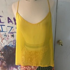 Rare American Apparel Yellow Chiffon Blouse L